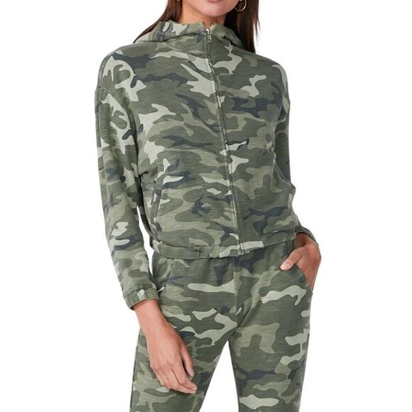Monrow Women’s Urban Zip Up Cropped Hoodie in Light Olive, L - Picture 1 of 11